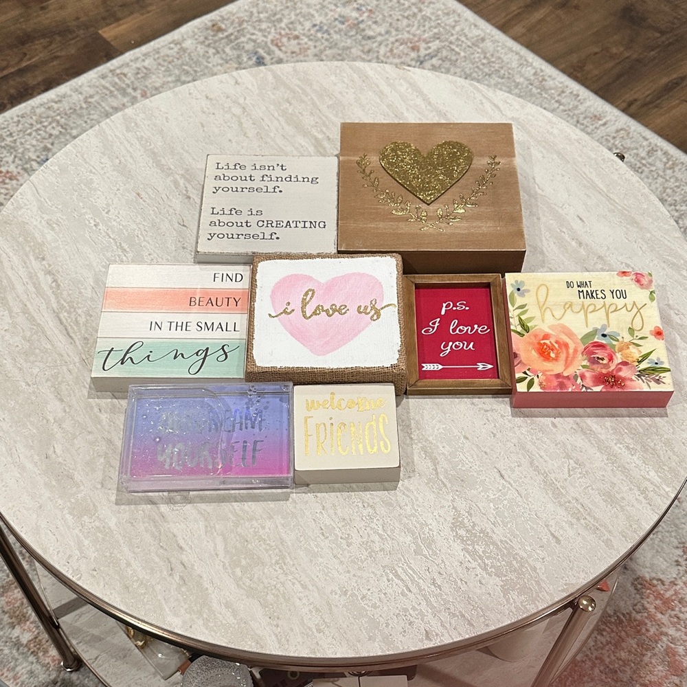 Decorative Inspirational Plaques Set of 8. New.